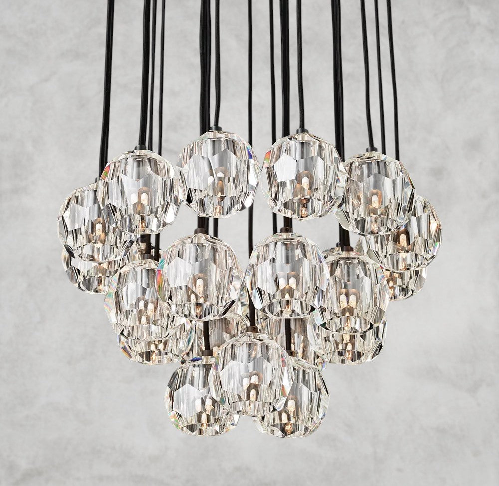 Boule De Cristal Clear/ Smoke Glass Round Cluster Chandelier 14", 19", 24", 30", 40"